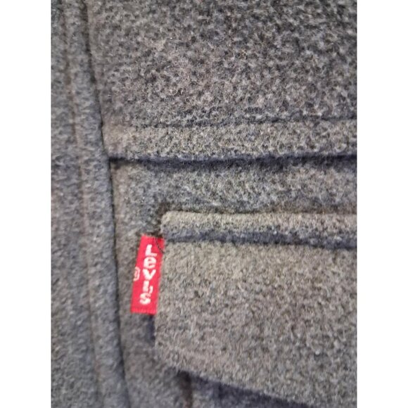 Levis Mens Gray Wool Blend Military-Style Jacket Full-Zip Size L Shoulder Button - Picture 15 of 16